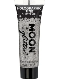 Holografinen glittergeeli hienojakoinen hopeanvärinen 12 ml