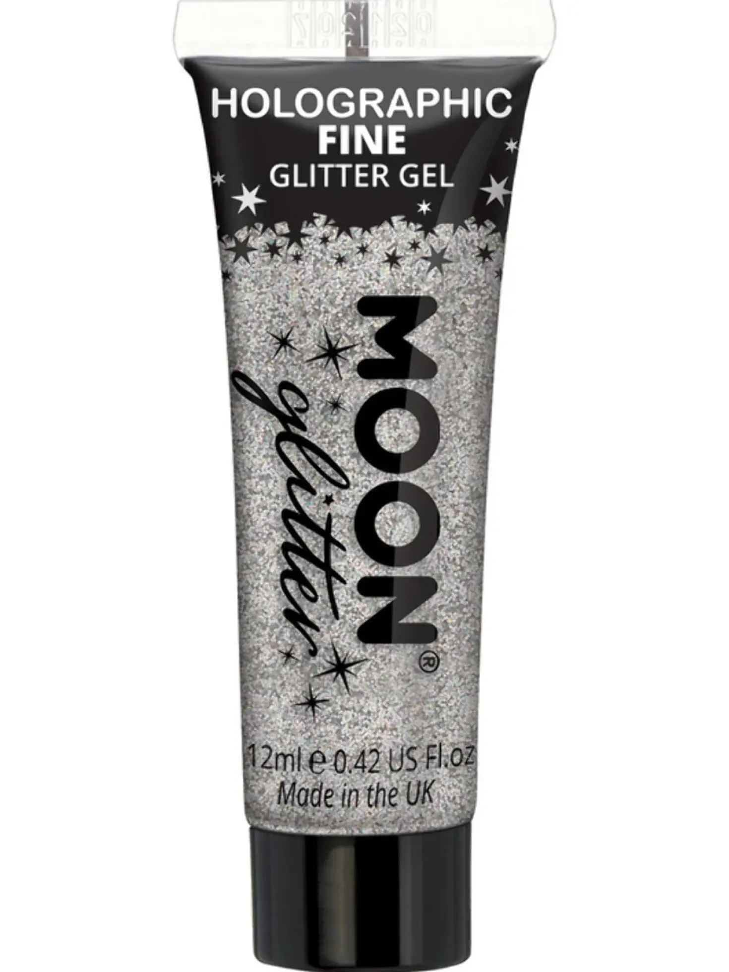 Holografinen glittergeeli hienojakoinen hopeanvärinen 12 ml