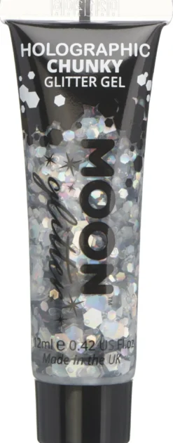 Holografinen glittergeeli suuri kimalle hopeanvärinen 12 ml