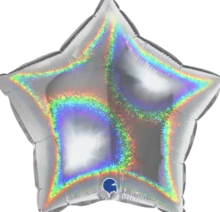 Hopeanvärinen hologrammi tähti foliopallo