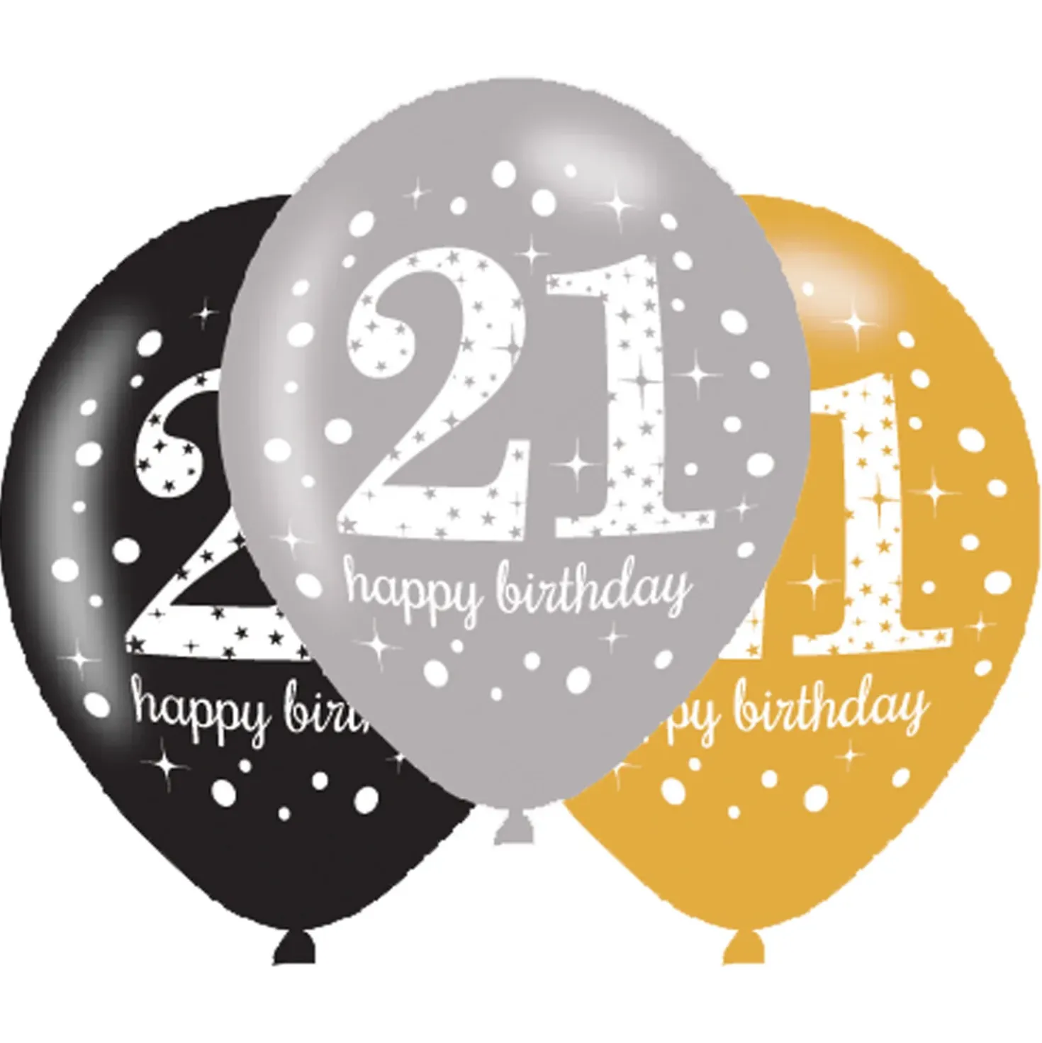 Ilmapallo 28 cm 21 Happy Birthday 6 kpl/pss
