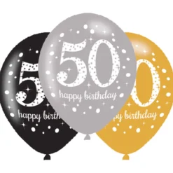 Ilmapallo 28 cm 50 Happy Birthday 6 kpl/pss