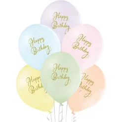Ilmapallo 30 cm Happy Birthday pastellivärit 6 kpl/pss