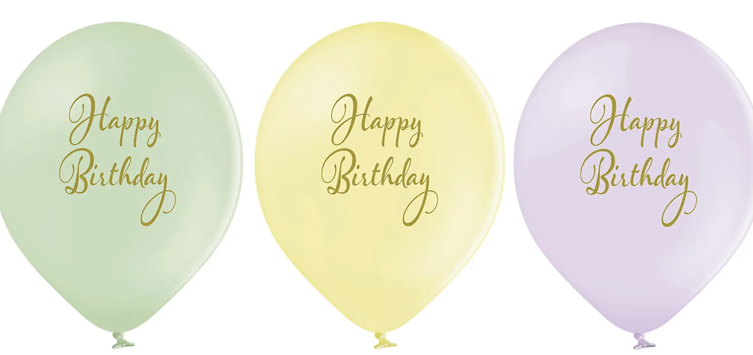 Ilmapallo 30 cm Happy Birthday pastellivärit 6 kpl/pss