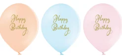 Ilmapallo 30 cm Happy Birthday pastellivärit 6 kpl/pss