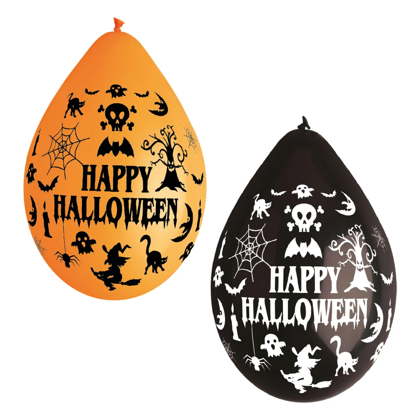 Ilmapallo Happy Halloween 30 cm oranssi ja musta 5 kpl/pss