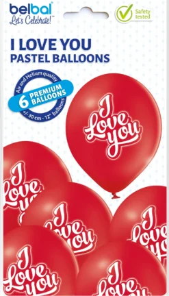 I love you ilmapallo 30 cm punainen 6 kpl/pkt
