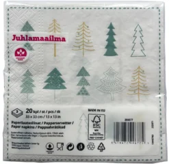 Joulukuuset lautasliina 33 x 33 cm 20 kpl/pkt