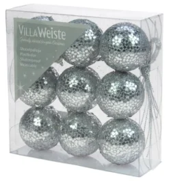 Joulupallo 4 cm 9 kpl/pkt hopea kimalle