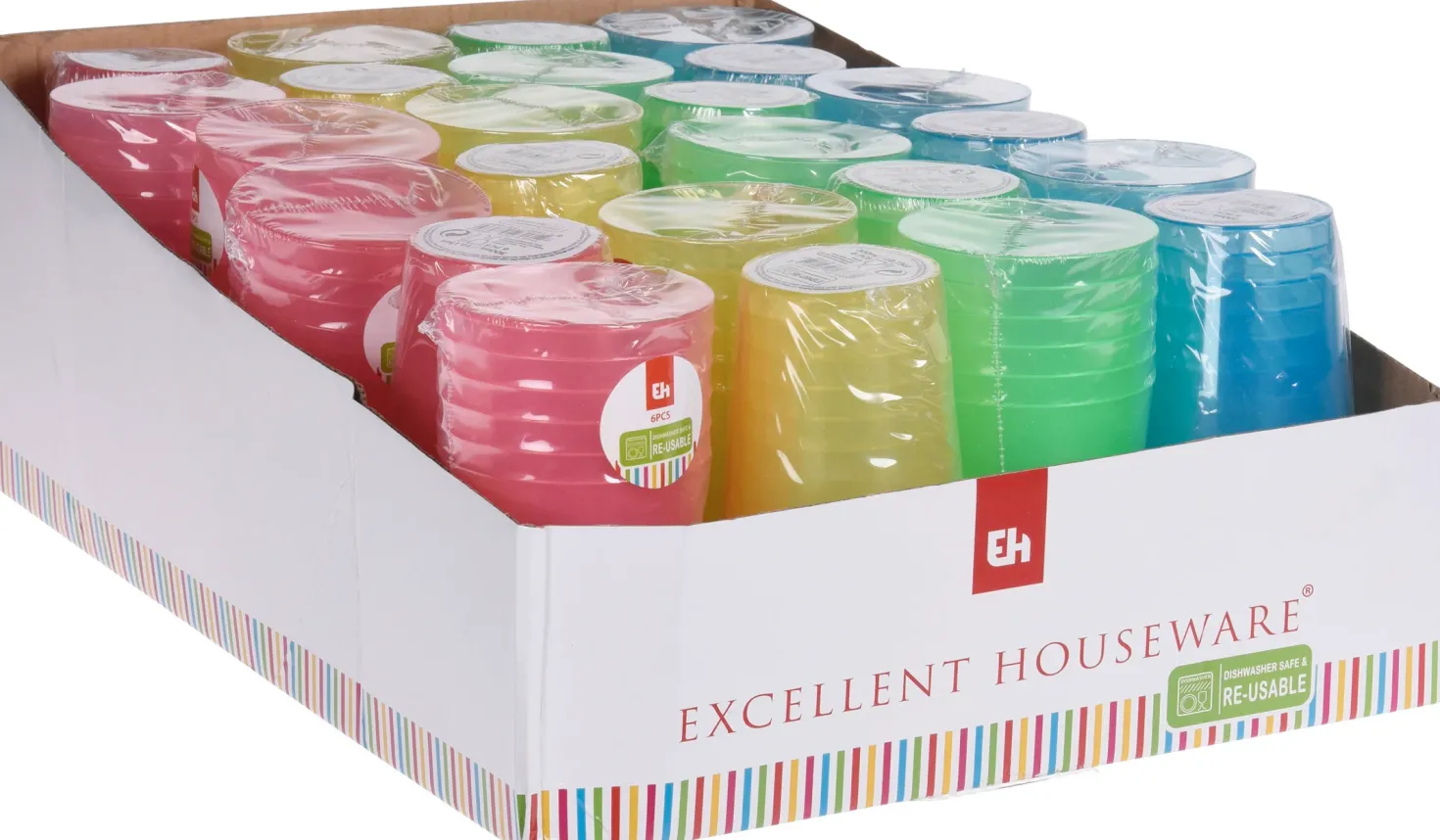 Juomalasi kirkkaat värit 6 kpl/pkt, lajitelmatuote 4 eri värivaihtoehtoa