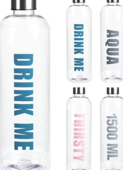 Juomapullo tekstillä 1500 ml, lajitelmatuote