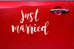 Just married autonkoristelutarra 33x45cm