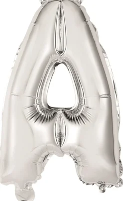 Kirjainfolio A hopeanvärinen puhallettava 34 cm