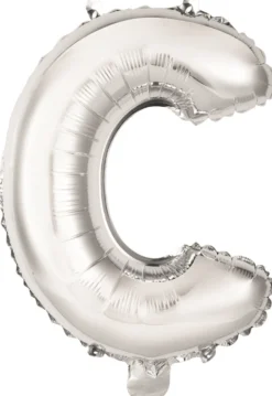Kirjainfolio C hopeanvärinen puhallettava 34 cm