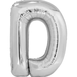 Kirjainfolio D hopeanvärinen 86 cm