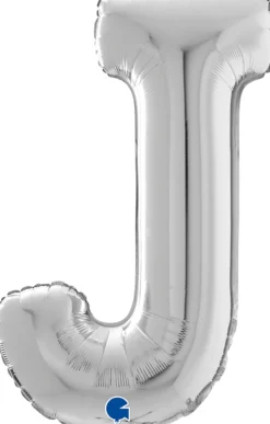 Kirjainfolio J hopeanvärinen 75 cm