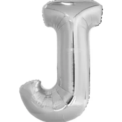 Kirjainfolio J hopeanvärinen 86 cm