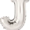 Kirjainfolio J hopeanvärinen puhallettava 34 cm