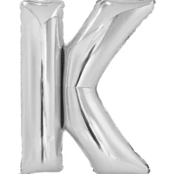 Kirjainfolio K hopeanvärinen 86 cm