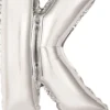 Kirjainfolio K hopeanvärinen puhallettava 34 cm