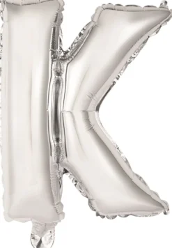 Kirjainfolio K hopeanvärinen puhallettava 34 cm