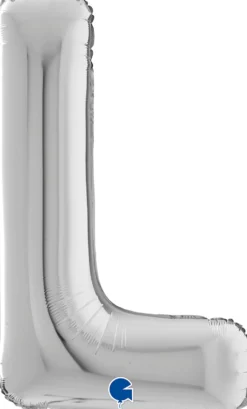 Kirjainfolio L hopeanvärinen 75 cm