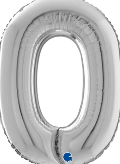 Kirjainfolio O hopeanvärinen 75 cm