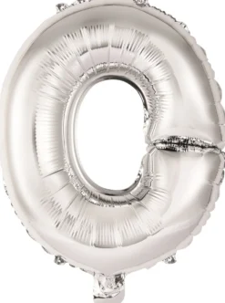 Kirjainfolio O hopeanvärinen puhallettava 34 cm