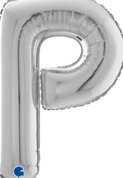 Kirjainfolio P hopeanvärinen 75 cm