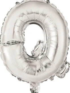 Kirjainfolio Q hopeanvärinen puhallettava 34 cm