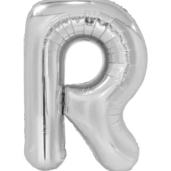 Kirjainfolio R hopeanvärinen 86 cm