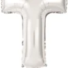 Kirjainfolio T hopeanvärinen puhallettava 34 cm