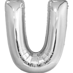 Kirjainfolio U hopeanvärinen 86 cm