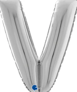 Kirjainfolio V hopeanvärinen 75 cm