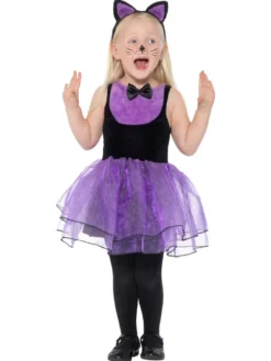 Kissa-asu pienille lapsille, musta ja violetti