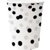 Konfetti pahvimuki hopea musta 250 ml 8 kpl/pkt