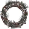 Kranssi hopeanvärinen LED-valoilla 33cm