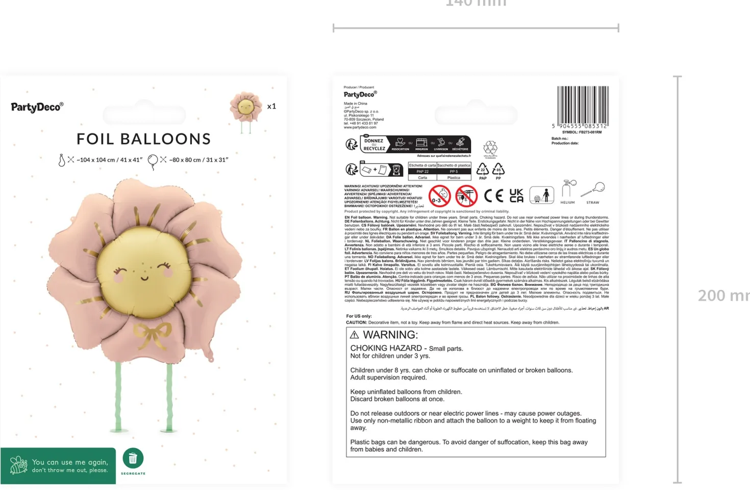 Kukka, kävelevä foliopallo M