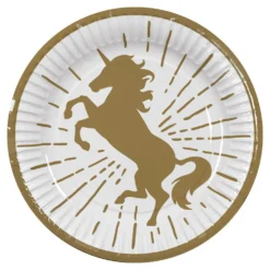 Kultainen yksisarvinen suuri pahvilautanen 10 kpl/pkt