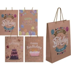 Lahjakassi Happy Birthday 25 x 34 cm 1 kpl (4 erilaista)