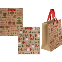 Lahjakassi Ho Ho Ho 26 x 10 x 32 cm, lajitelma 2 erilaista