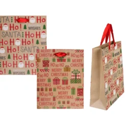 Lahjakassi Ho Ho Ho 18 x 10 x 23 cm, lajitelma 2 erilaista