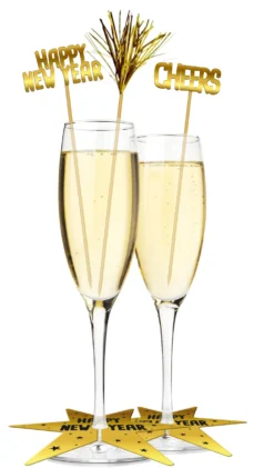Lasinkoristelusetti Happy New Year 12 kpl/pkt