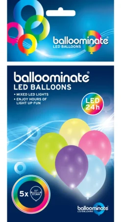 LED-ilmapallo 27 cm värisekoitus 5 kpl/pss