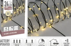 LED-valonauha musta 24 ledia lämmin valkoinen paristokäyttöinen