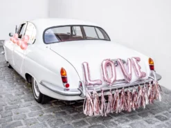 Love hääautonkoristelusetti ruusukullanvärinen