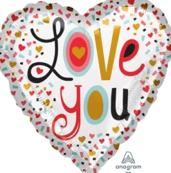 Love you confetti foliopallo