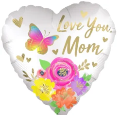 Love you Mom sydän satiini foliopallo