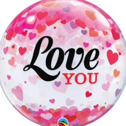 Love You sydämet läpikuultava kuplailmapallo