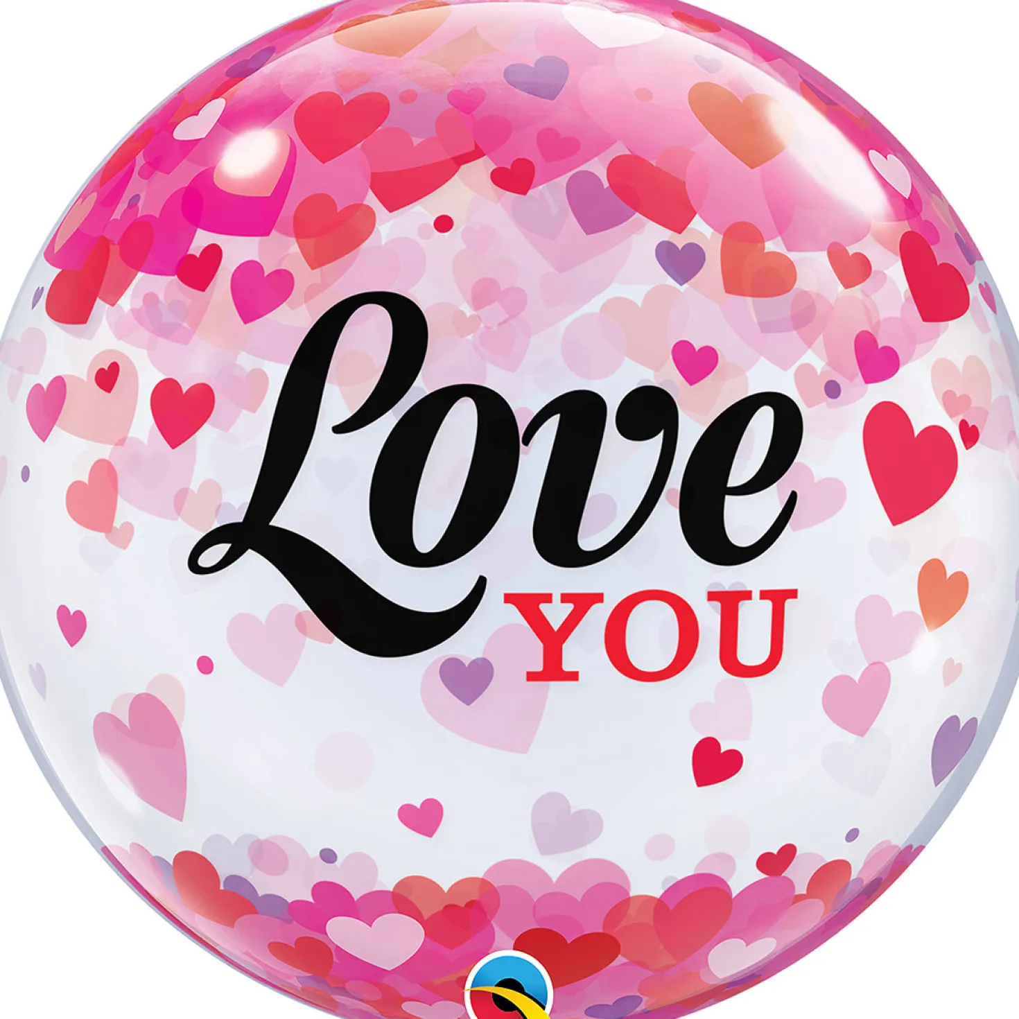 Love You sydämet läpikuultava kuplailmapallo